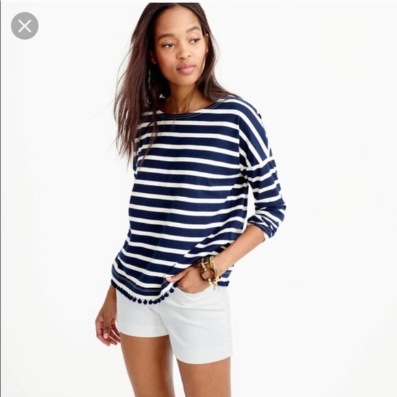 J. Crew Tops - Jcrew Pom Pom stripe long sleeve